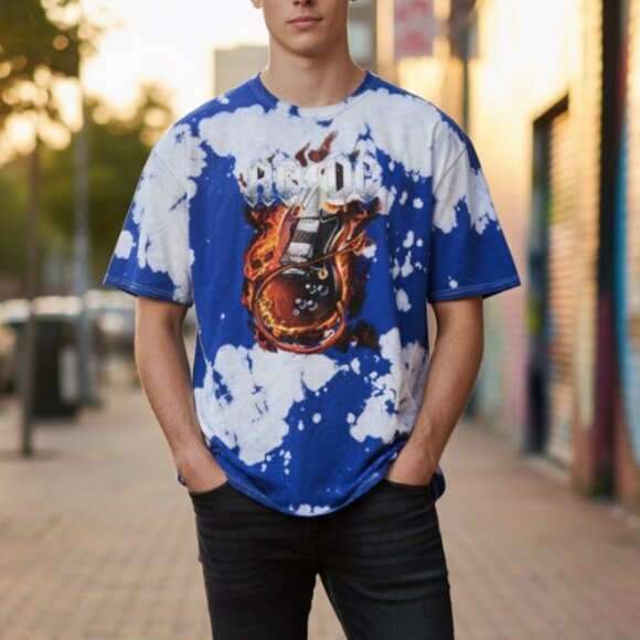 AC/DC Blue and White Short Sleeve Tee Size 2X - Picture 1 of 8